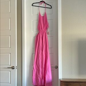 STAUD Apfel Pink Backless Dress